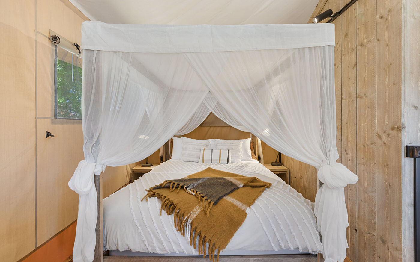 Luxury Glamping tent main bed
